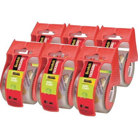 SCOTCH Packing Tape w/Refillable Dispensers, 2"x22.2 Yds., 6/PK, CL 6PK MMM1456
